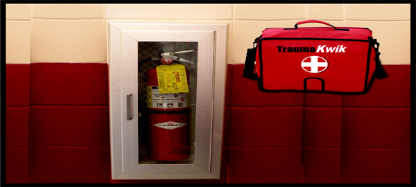 Wall Mounted red Trauma Kits, Office Trauma Kit, School First Aid Kits, Live Saving Kit, Business First Aid kits, Compression Training, Stop Bleeding, Safety First, Safety 1st